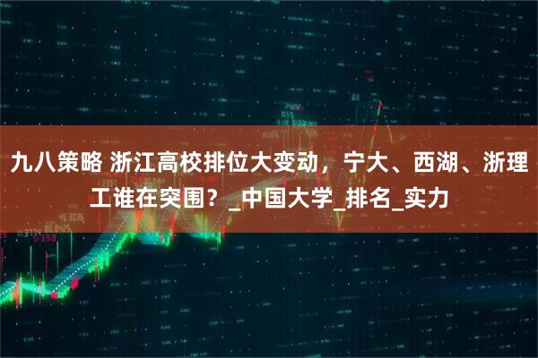 九八策略 浙江高校排位大变动，宁大、西湖、浙理工谁在突围？_中国大学_排名_实力